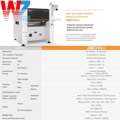 Hanwha Samsung SMT Chip Mounter DECAN S2 Pick And Place Mesin